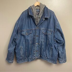 Vintage Faded Glory Denim Men’s 2XL Jacket Coat Trucker Hooded quilted lining